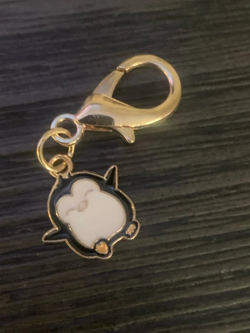 Gold Lobster Clasp Keychain Charm with Cute White & Black Enamel Penguin